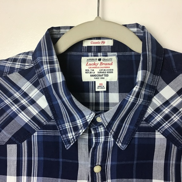 Lucky Brand blue plaid Classic Fit cowboy long sleeve shirt. XL - Picture 3 of 3